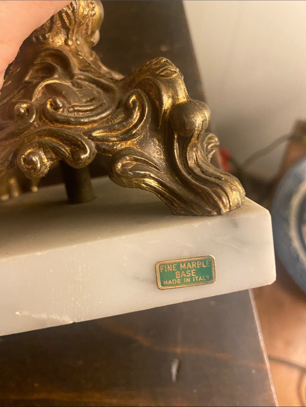 Vintage L&L WMC 1973 Hollywood Regency Brass & Marble Candlesticks - Set of 2 - Picture 3 of 6